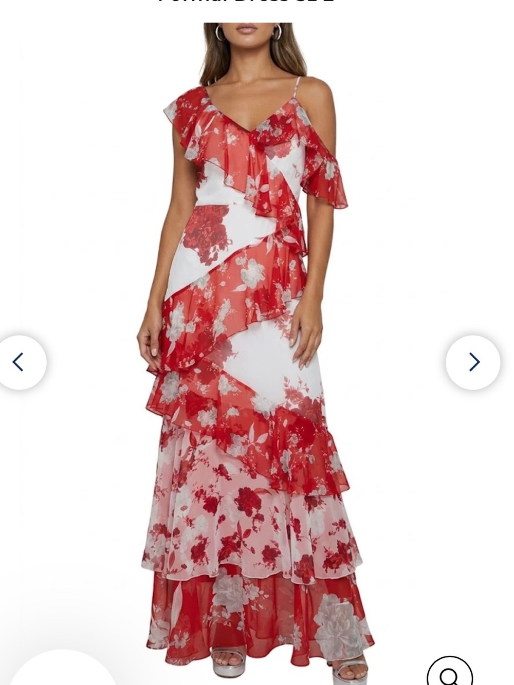 Alice + Olivia Floral Ruffle Maxi Dress in White and Pink - Picture 2 of 9